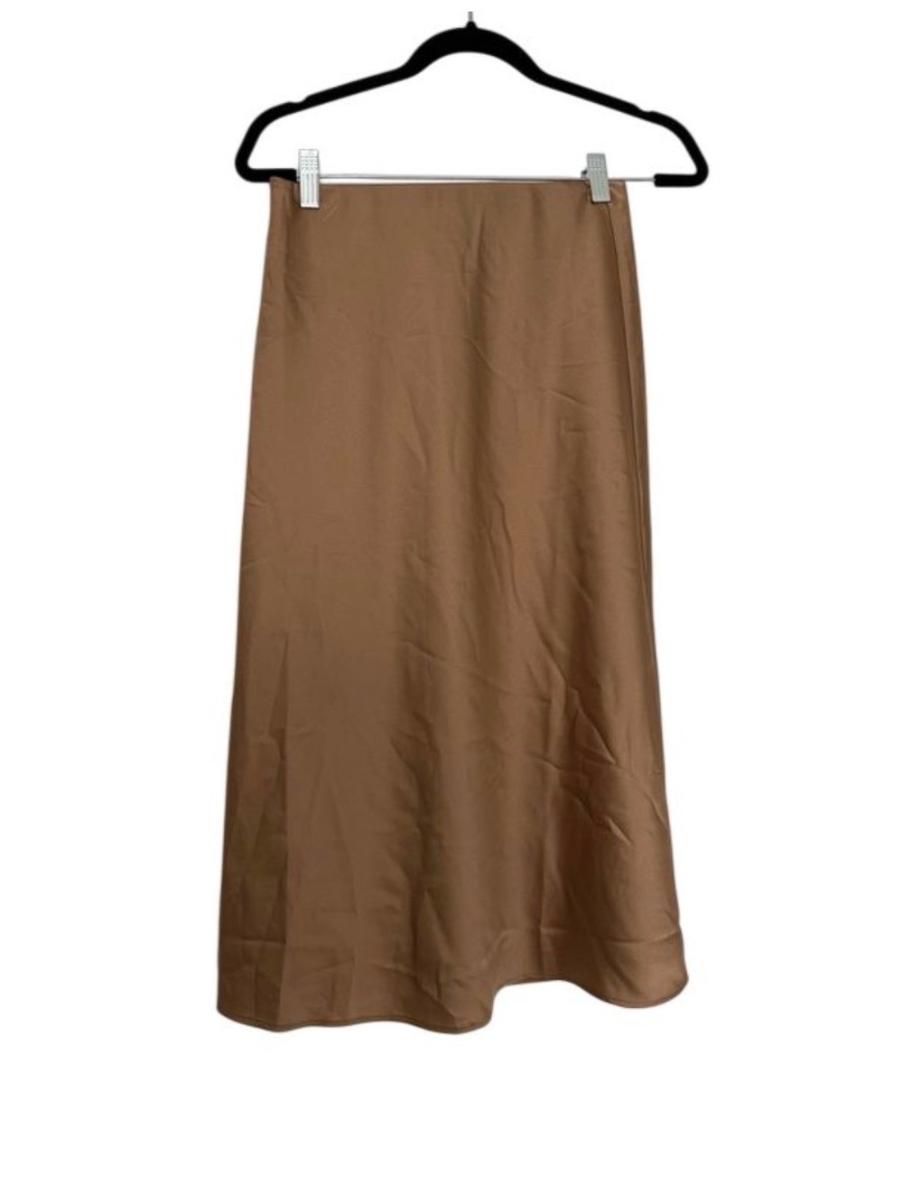 Ann Taylor satin midi slip skirt in a camel xxs p